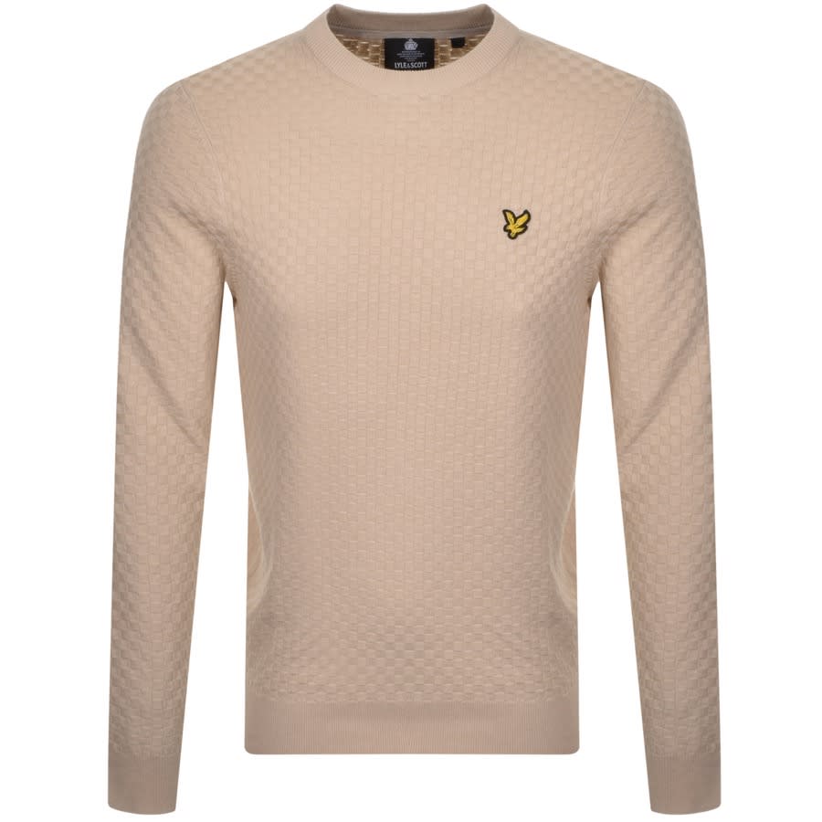 Alternative Image for ProductLyle And Scott Crew Neck Checkboard Jumper Cream1